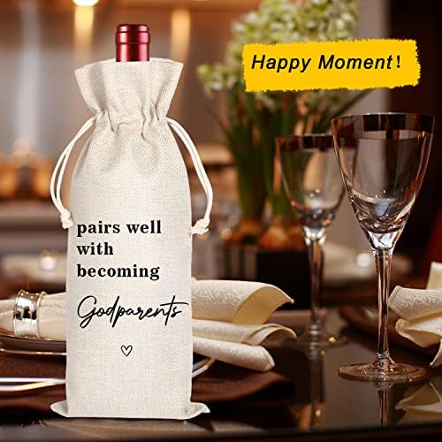 Bolsa de Vino para Padrinos | Regalo para Propuesta de Padrinos | Ideal para Bautizo, Tío, Tía (11MA23) - imagen 5