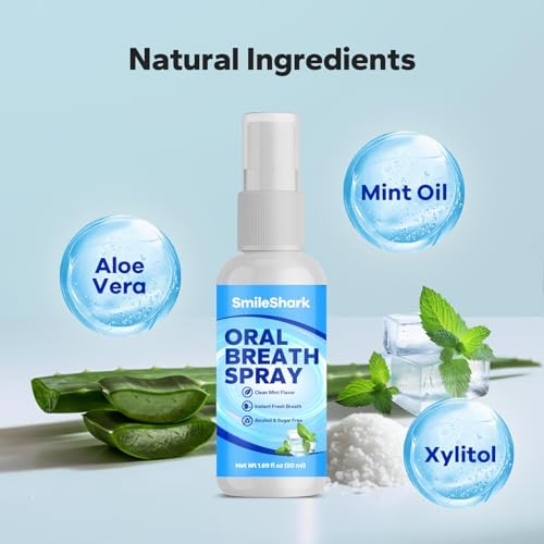Spray para Aliento Fresco SmileShark (Paquete de 2), Hidratante Bucal para Boca Seca, Sabor a Menta Duradero, Tamaño de Viaje 1.69 oz, Sin Alcohol y - imagen 3