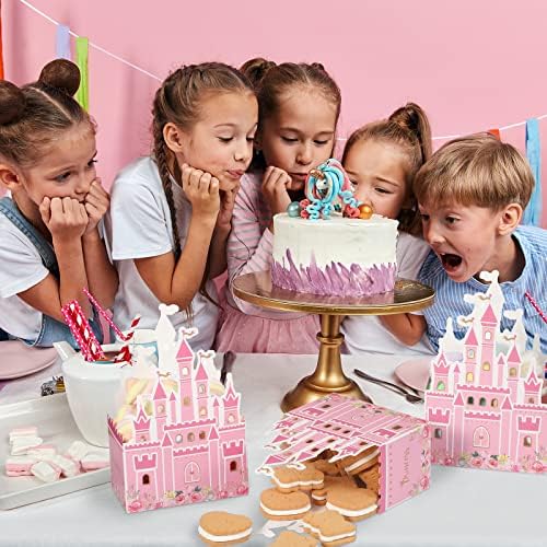 Cajas de regalo de fiesta de castillo de princesa Outus, 24 piezas, bolsas de dulces rosas para bodas, cumpleaños y baby shower, 6.4 x 2.4 x 4.1 - imagen 4