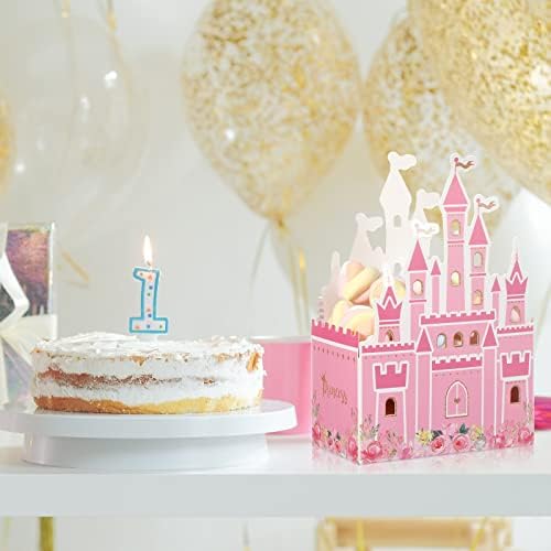 Cajas de regalo de fiesta de castillo de princesa Outus, 24 piezas, bolsas de dulces rosas para bodas, cumpleaños y baby shower, 6.4 x 2.4 x 4.1 - imagen 5
