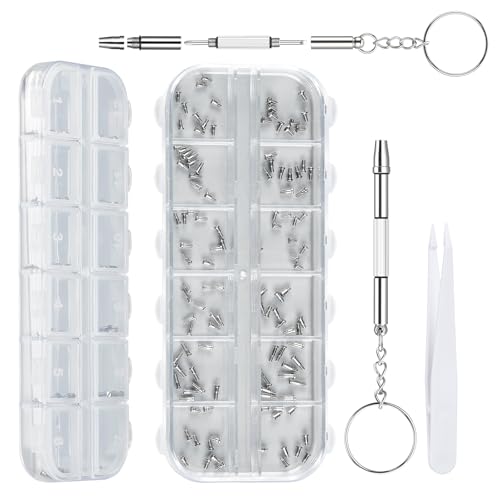 Kit de Reparación de Gafas, 120 Piezas de Tornillos de Acero Inoxidable y Destornillador 4 en 1, Pinzas, Herramienta Portátil para Gafas y Emergencias - imagen 1
