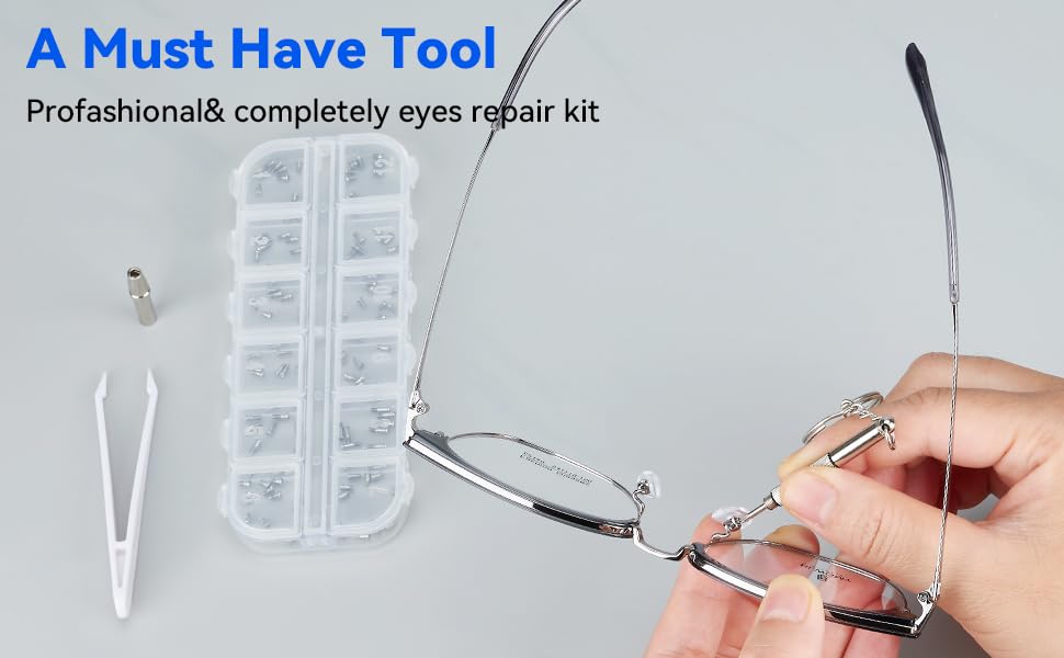 Kit de Reparación de Gafas, 120 Piezas de Tornillos de Acero Inoxidable y Destornillador 4 en 1, Pinzas, Herramienta Portátil para Gafas y Emergencias - imagen 2