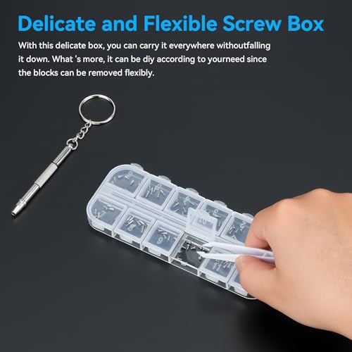Kit de Reparación de Gafas, 120 Piezas de Tornillos de Acero Inoxidable y Destornillador 4 en 1, Pinzas, Herramienta Portátil para Gafas y Emergencias - imagen 3