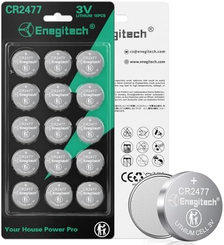 Batería de botón de litio Enegitech CR2477 3V para relojes de pared, higrómetros, balanzas electrónicas y medidores inteligentes (Paquete de 15) - imagen 1