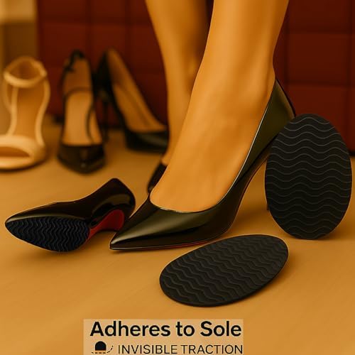 Plantillas Antideslizantes para Zapatos – Protectores de Suela de 3 × 4.3 para Zapatos de Vestir y Cuero – Almohadillas Autoadhesivas (Negro, 3 Pares) - imagen 2