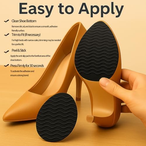 Plantillas Antideslizantes para Zapatos – Protectores de Suela de 3 × 4.3 para Zapatos de Vestir y Cuero – Almohadillas Autoadhesivas (Negro, 3 Pares) - imagen 3