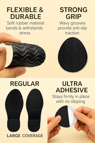 Plantillas Antideslizantes para Zapatos – Protectores de Suela de 3 × 4.3 para Zapatos de Vestir y Cuero – Almohadillas Autoadhesivas (Negro, 3 Pares) - imagen 4