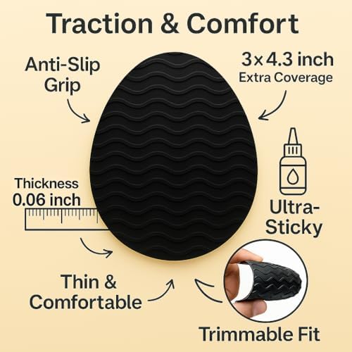 Plantillas Antideslizantes para Zapatos – Protectores de Suela de 3 × 4.3 para Zapatos de Vestir y Cuero – Almohadillas Autoadhesivas (Negro, 3 Pares) - imagen 5