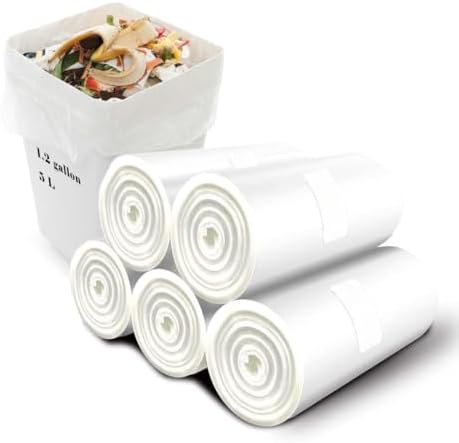 Bolsas de Basura Pequeñas de 1.2 Galones, Biodegradables, Compostables y Resistentes para Baño, 120 Piezas, 5 Litros, Color Blanco - imagen 1