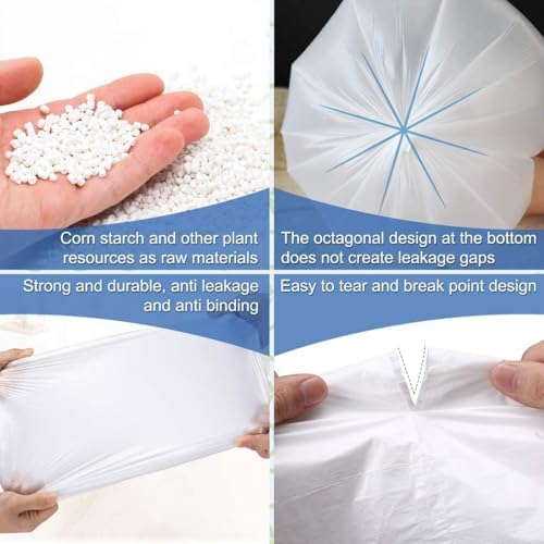 Bolsas de Basura Pequeñas de 1.2 Galones, Biodegradables, Compostables y Resistentes para Baño, 120 Piezas, 5 Litros, Color Blanco - imagen 6