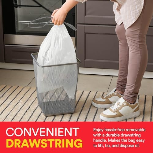 Bolsas de Basura Pequeñas de 4 Galones con Cinta - 57 Bolsas de Plástico Blancas sin Fragancia para Basura | Forros para Bote de Basura y Limpieza - imagen 3