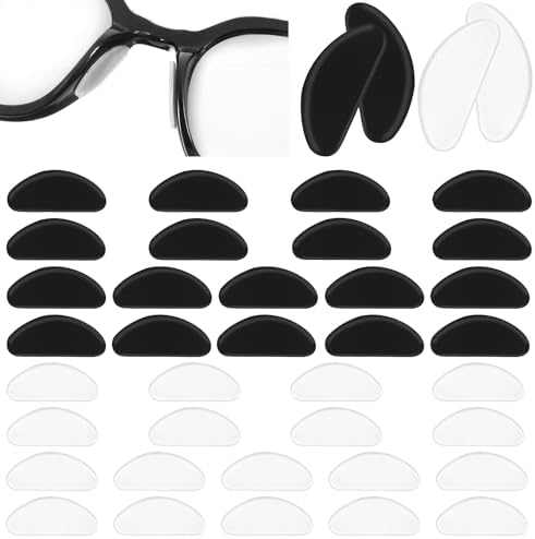 Mabor 20 Pares de Almohadillas Antideslizantes para Gafas – Silicona D, Adhesivas y Ultra Delgadas para Ópticas y Gafas de Sol, Negras y Transparentes - imagen 1