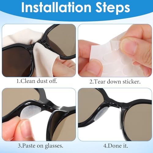 Mabor 20 Pares de Almohadillas Antideslizantes para Gafas – Silicona D, Adhesivas y Ultra Delgadas para Ópticas y Gafas de Sol, Negras y Transparentes - imagen 4