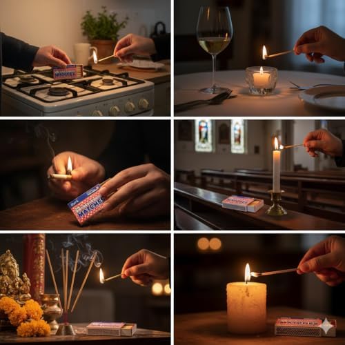 Paquete de 10 Fósforos de Madera de Seguridad – 32 Cuentan por Caja – Encendido en la Caja – Ideales para Cocina, Camping, Chimeneas, Velas - imagen 2