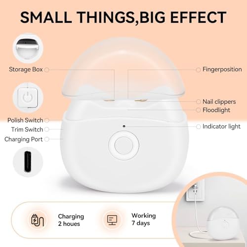 Cortador de Uñas Eléctrico Automático con Luz LED y 2 Velocidades, Almacenamiento de Recortes, Recargable por USB, Seguro para Bebés, Niños, Adultos - imagen 2