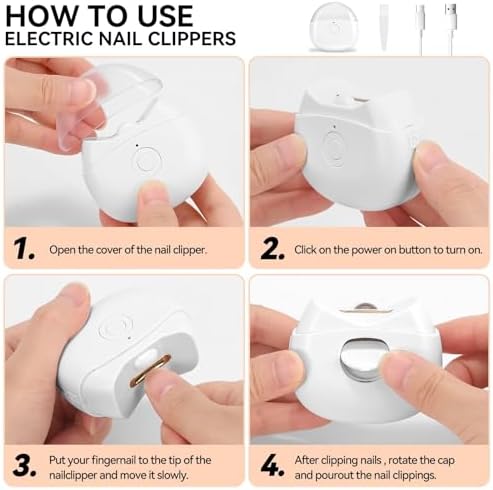 Cortador de Uñas Eléctrico Automático con Luz LED y 2 Velocidades, Almacenamiento de Recortes, Recargable por USB, Seguro para Bebés, Niños, Adultos - imagen 4
