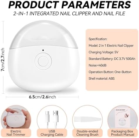 Cortador de Uñas Eléctrico Automático con Luz LED y 2 Velocidades, Almacenamiento de Recortes, Recargable por USB, Seguro para Bebés, Niños, Adultos - imagen 6