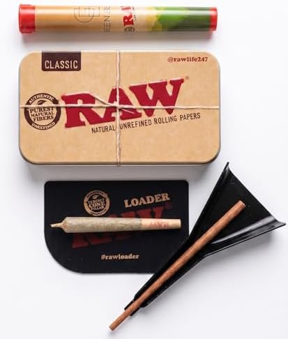 Cargador de Conos Pre Enrollados RAW: Kit de 5 Piezas 1-1/4, King y 98 Special – Tarjeta Antiestática, Embudo y Herramienta de Empaque en Lata - imagen 1