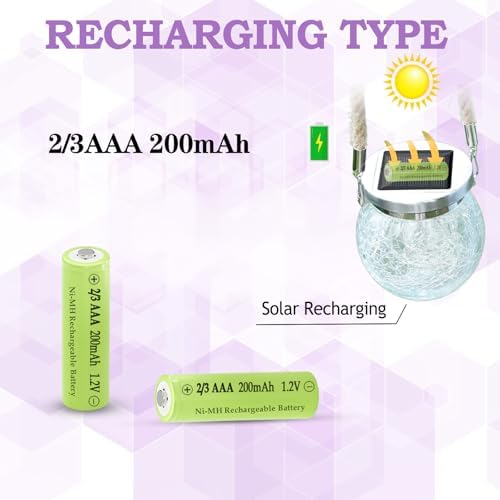 Baterías Recargables Teneyuuo 8 Piezas 1.2V Ni-MH 2/3AAA 200mAh para Luces Solares (Más Cortas que AAA) - imagen 4