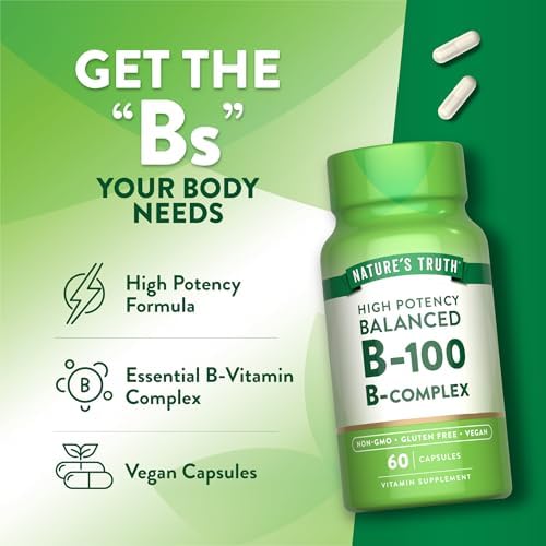 Complejo de Vitaminas B de Nature's Truth para Hombres y Mujeres | 60 Cápsulas | Alta Potencia B-100 | Suplemento Vegano, No GMO y Sin Gluten - imagen 5