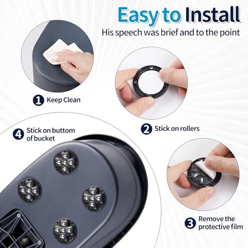 Ruedas Giratorias 360° para Cubeta Ocedar - 4 Piezas, Rodillos Autoadhesivos para Cubetas de Trapeador, Electrodomésticos y Botes de Basura, Color - imagen 4
