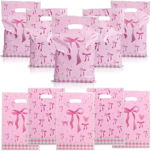 Bolsa de Plástico con Lazo Rosa HCYIRPTBL - 40 Piezas, Bolsa de Dulces para Fiesta, Suministros para Baby Shower y Cumpleaños de Mujeres y Niñas - imagen 1