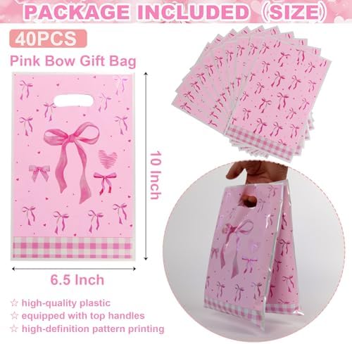 Bolsa de Plástico con Lazo Rosa HCYIRPTBL - 40 Piezas, Bolsa de Dulces para Fiesta, Suministros para Baby Shower y Cumpleaños de Mujeres y Niñas - imagen 2