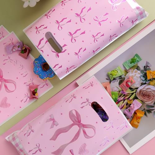 Bolsa de Plástico con Lazo Rosa HCYIRPTBL - 40 Piezas, Bolsa de Dulces para Fiesta, Suministros para Baby Shower y Cumpleaños de Mujeres y Niñas - imagen 3