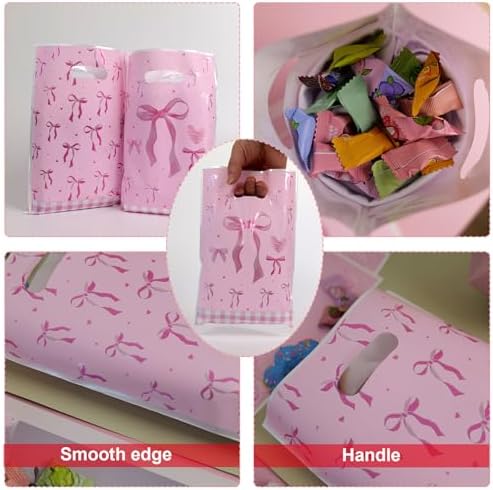 Bolsa de Plástico con Lazo Rosa HCYIRPTBL - 40 Piezas, Bolsa de Dulces para Fiesta, Suministros para Baby Shower y Cumpleaños de Mujeres y Niñas - imagen 5