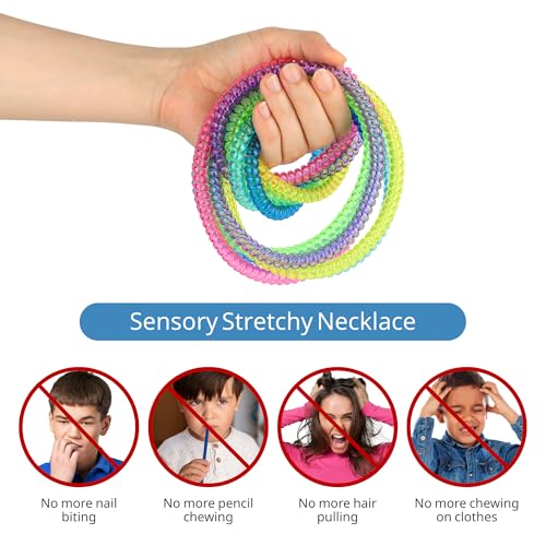 Collares Sensory Fidget para Niños y Niñas, Paquete de 6 Collares de Resorte para Niños con Autismo ADHD SPD, Juguetes para Reducir la Inquietud - imagen 3