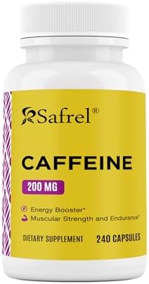 Píldoras de Cafeína Safrel 200mg, 240 Cápsulas - Sin Gluten, No Transgénicas - imagen 1