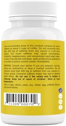 Píldoras de Cafeína Safrel 200mg, 240 Cápsulas - Sin Gluten, No Transgénicas - imagen 4