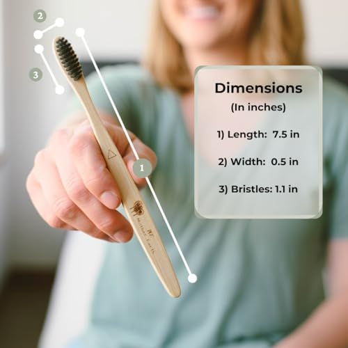 Cepillo de Dientes de Carbón de Bambú ME MOTHER EARTH, Pack de 4, Cerdas Suaves Medias, Biodegradables y Ecológicas, Infundido con Carbón - imagen 4
