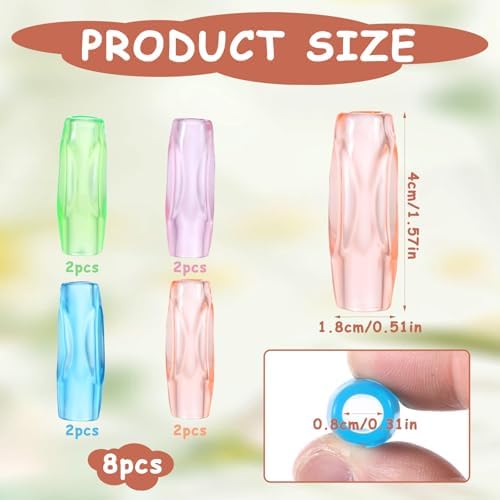 Agarraderas de Lápiz de Silicón, 8 Piezas, Ayuda para Escritura, Alivio de Fatiga en los Dedos, Suave y Flexible, Herramienta Correctiva para Adultos - imagen 2