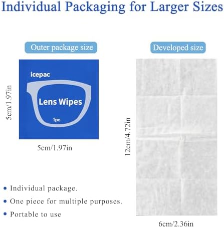 Toallitas para limpiar lentes - 320 toallitas individuales prehumedecidas para gafas | Limpiador seguro para gafas, lentes de sol, pantallas y cámaras - imagen 2