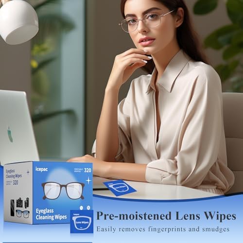 Toallitas para limpiar lentes - 320 toallitas individuales prehumedecidas para gafas | Limpiador seguro para gafas, lentes de sol, pantallas y cámaras - imagen 3