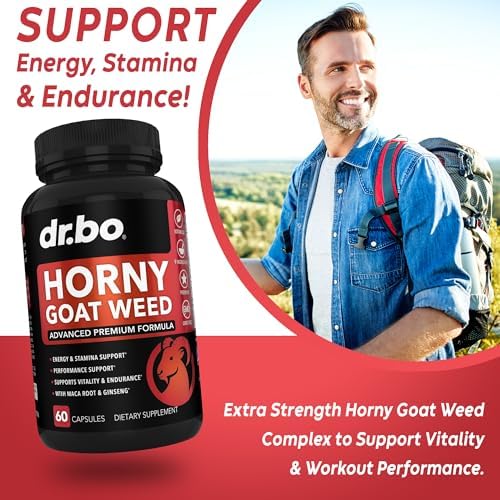 Horny Goat Weed para Hombres y Mujeres - 1590mg Suplemento Potente para Mejora Masculina, Resistencia y Rendimiento - Maca, Tribulus, Muira Puama, L - imagen 3