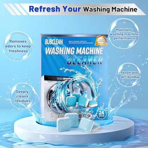 Limpiador Desincrustante BUBCLEAN 24 Piezas para Lavadoras, Tabletas de Limpieza Profunda para Carga Frontal, Carga Superior y HE, Seguro para - imagen 2