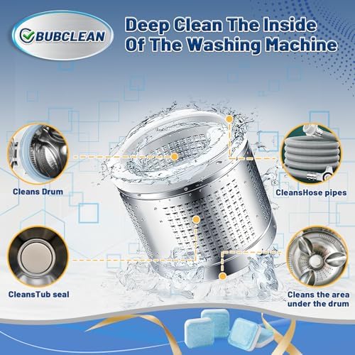 Limpiador Desincrustante BUBCLEAN 24 Piezas para Lavadoras, Tabletas de Limpieza Profunda para Carga Frontal, Carga Superior y HE, Seguro para - imagen 4