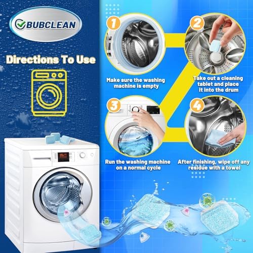 Limpiador Desincrustante BUBCLEAN 24 Piezas para Lavadoras, Tabletas de Limpieza Profunda para Carga Frontal, Carga Superior y HE, Seguro para - imagen 5