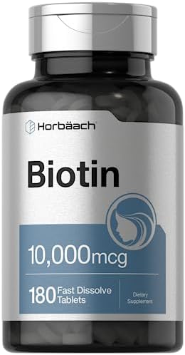 Horbäach Biotina 10000mcg | 180 Tabletas de Disolución Rápida | Suplemento de Belleza para Mujeres y Hombres | Vegetariano, Sin OGM, Sin Gluten - imagen 1