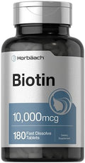 Horbäach Biotina 10000mcg | 180 Tabletas de Disolución Rápida | Suplemento de Belleza para Mujeres y Hombres | Vegetariano, Sin OGM, Sin Gluten - imagen 1