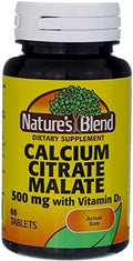 Calcio Citrato Malato 500 mg Nature's Blend, Sin Sabor, 60 Tabletas - imagen 1