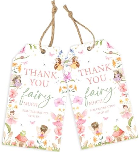 Jollyboom Favoritos de Fiesta de Hadas, 50 Etiquetas de Agradecimiento para r Cumpleaños, Regalos para Niña, Baby Shower, Boda o Despedida de Soltera - imagen 1