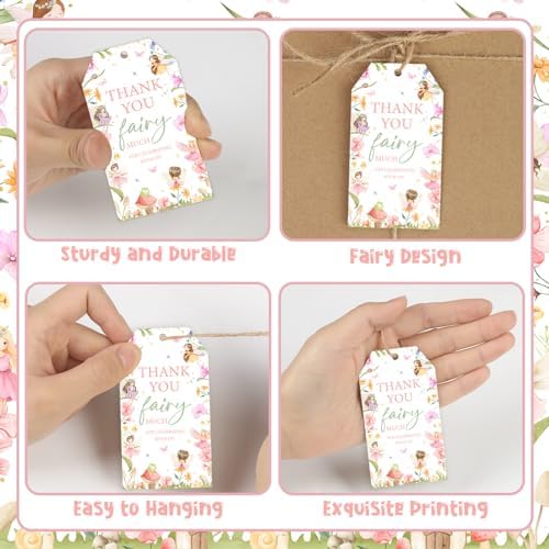 Jollyboom Favoritos de Fiesta de Hadas, 50 Etiquetas de Agradecimiento para r Cumpleaños, Regalos para Niña, Baby Shower, Boda o Despedida de Soltera - imagen 4
