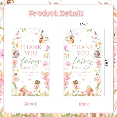 Jollyboom Favoritos de Fiesta de Hadas, 50 Etiquetas de Agradecimiento para r Cumpleaños, Regalos para Niña, Baby Shower, Boda o Despedida de Soltera - imagen 5
