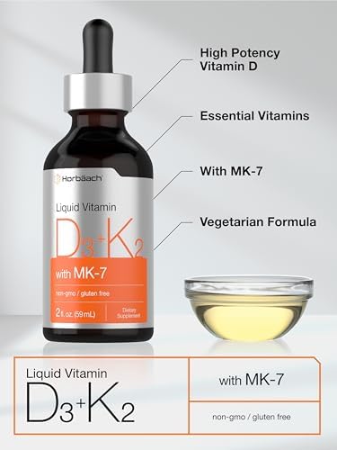 Gotas Líquidas de Vitamina D3 K2 Horbäach | con MK7 | 2 Fl Oz | Suplemento Vegetariano, Sin OGM, Libre de Gluten - imagen 4