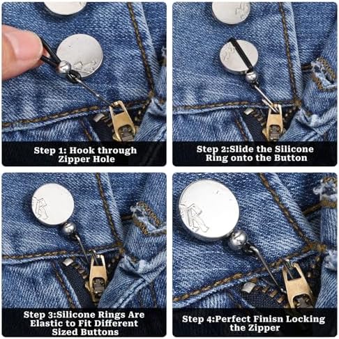 Hariendny 12 Piezas Sujetadores de Cremallera para Jeans, Herramienta de Tirador de Silicona (Negro) - imagen 3