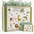 Bolsa de Regalo GFInYHM de 13 con Animales de Safari para Baby Shower Niño, Tema Jungle, Incluye Papel de Regalo, Papel de Seda y Tarjeta - imagen 1