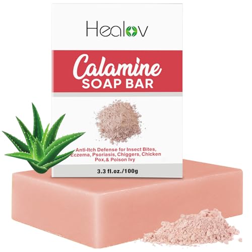 Jabón de Calamina Herblov – Jabón Natural para Alivio Instantáneo de Picazón – Calamina Calmante para Piel Itchada, Picaduras, Eccema, Sarpullido por - imagen 1